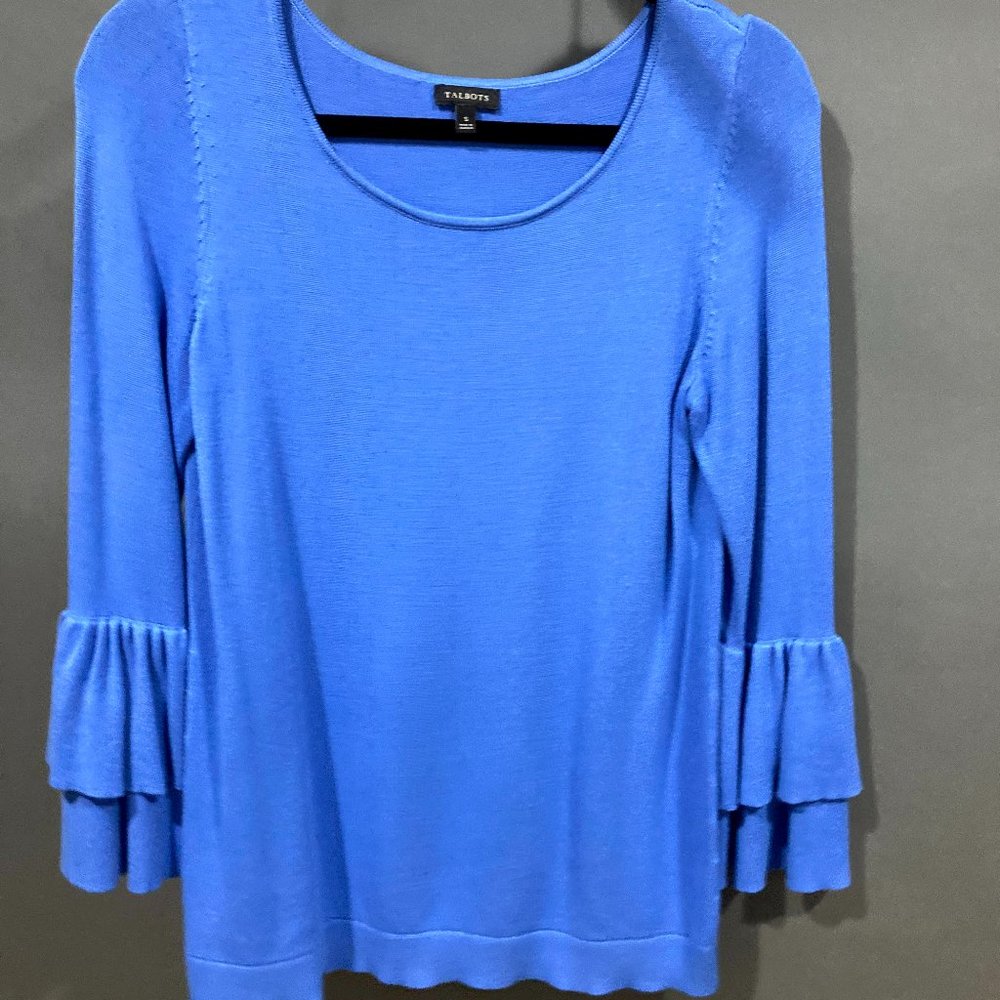Blue Wide Neck Double Bell Sleeve Size Small - Picture 3 of 5